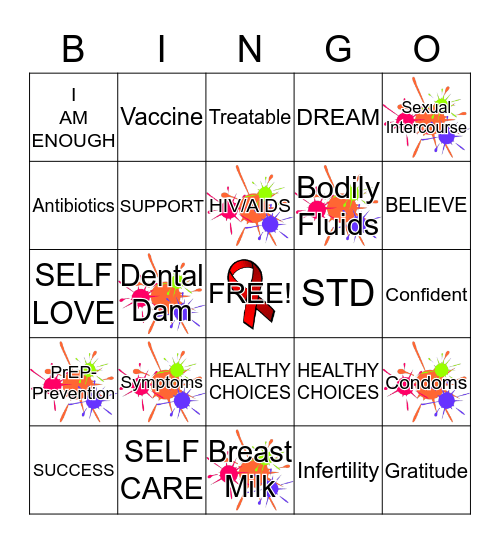 Sexually Transmitted Disease Prevention Education Bingo Card
