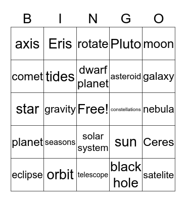 The Universe Bingo Card