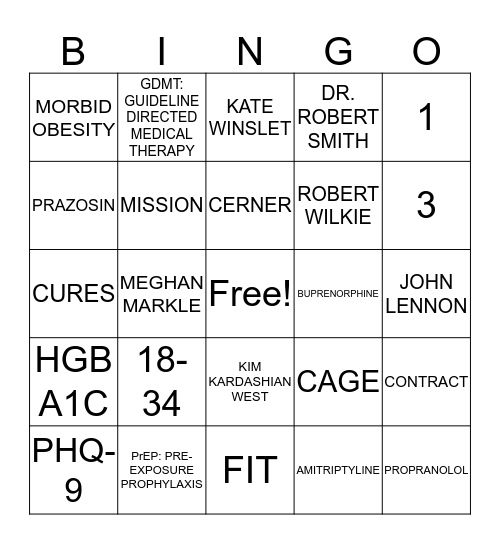 MEDICAL BINGO Card