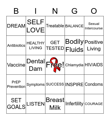 Sexually Transmitted Disease Prevention Education Bingo Card