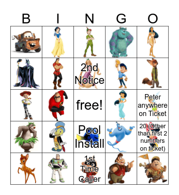 DISNEY BINGO Card