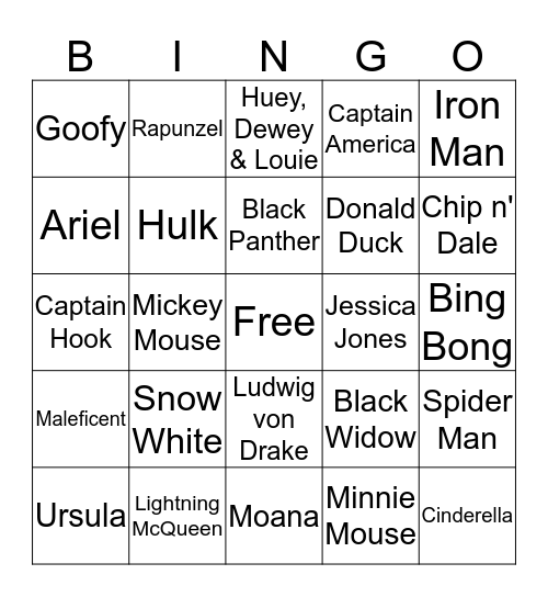 Disney Bingo Card