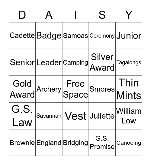 Juliette Low Bingo Card