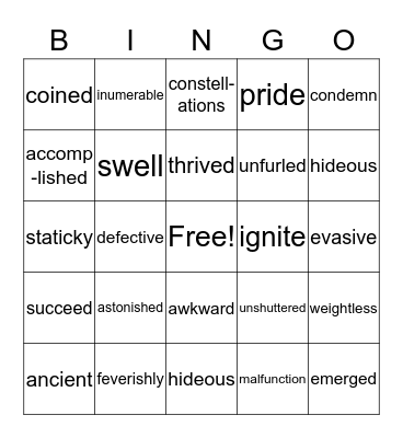 Wit & Wisdom: Module 2 Vocabulary Bingo Card