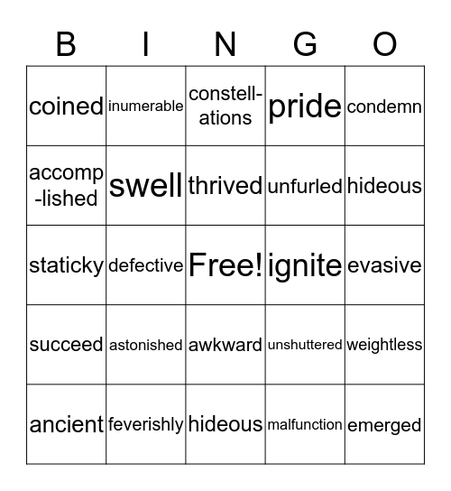 Wit & Wisdom: Module 2 Vocabulary Bingo Card