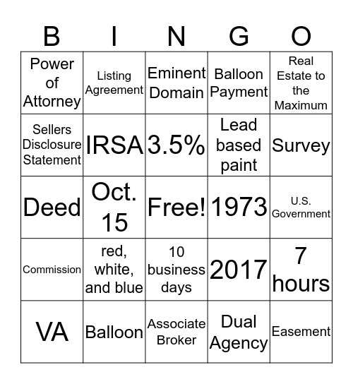 Re/Max Edge Realty Bingo Card