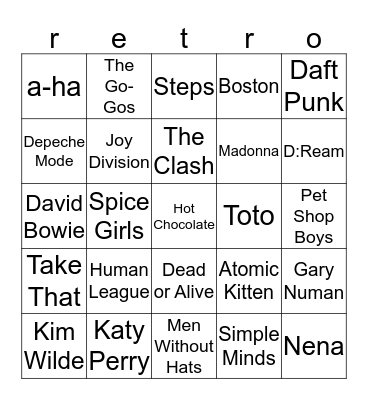 Jukebox Bingo Card