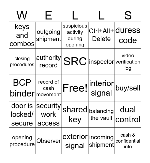 BCR Bingo  Bingo Card