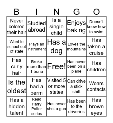 Get to know your coworker Bingo Card