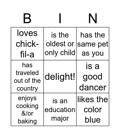 find someone who... Bingo Card