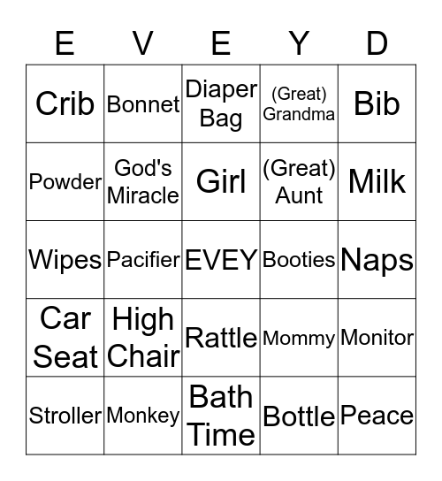 Welcome Evelynn Fae Doerhoff Bingo Card