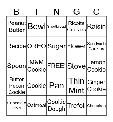 Let's Make Cookies! Bingo Card