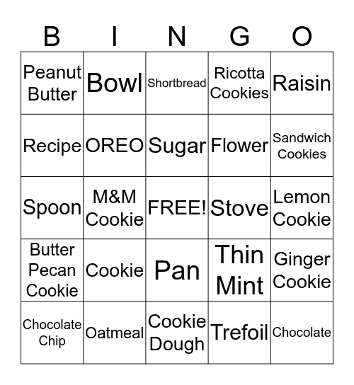 Let's Make Cookies! Bingo Card