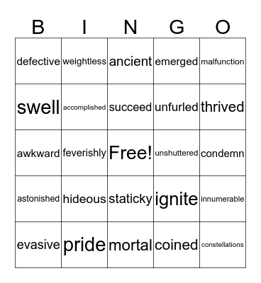 Wit & Wisdom: Module 2 Vocabulary Bingo Card