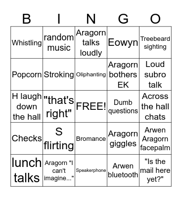 Lord of the Liens 5 Bingo Card