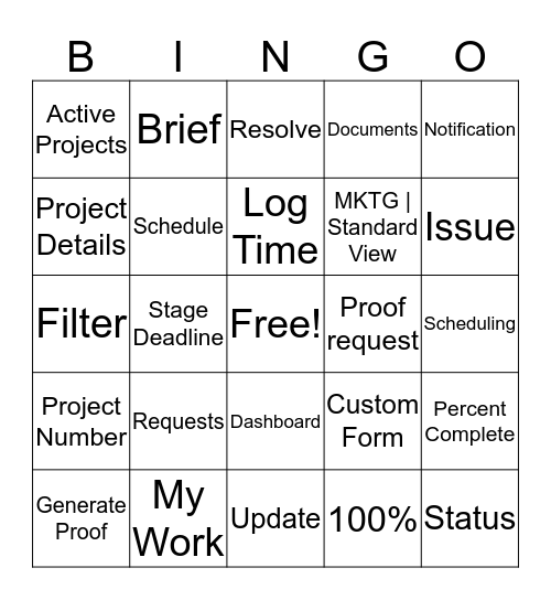 Workfront Bingo Card