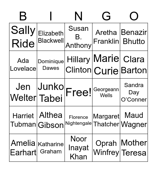 Woman's History Month!  Bingo Card