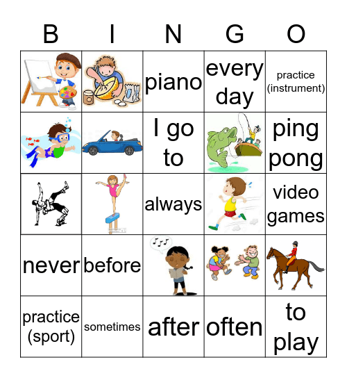 Hobbys Bingo Card