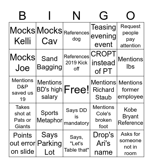 Bringo Bingo Card
