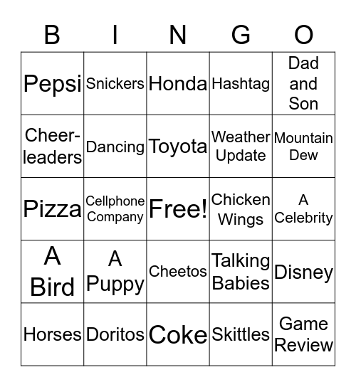 SUPER BOWL BINGO Card