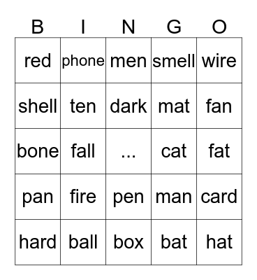 rhymes Bingo Card