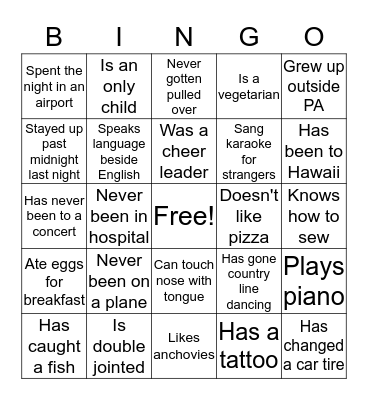 Bible Study Bingo Card