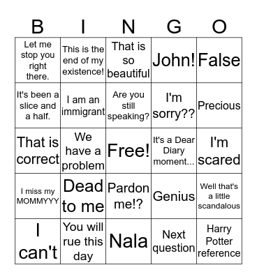 Marisolisms Bingo Card