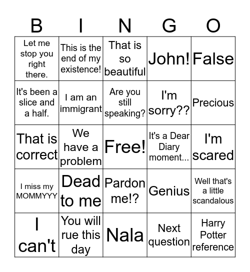 Marisolisms Bingo Card