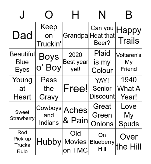 Happy 80th Birthday Bingo Card