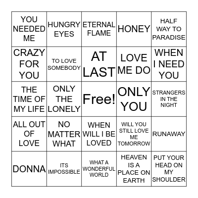 LOVE & MEMORIES Bingo Card