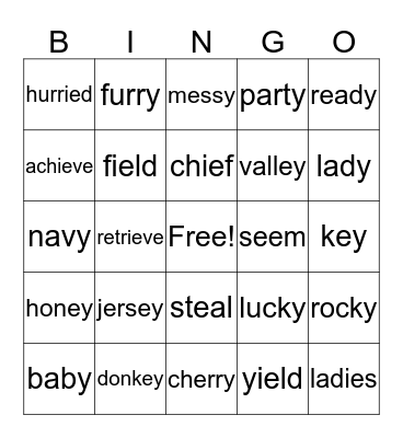 Long E Sound Bingo Card