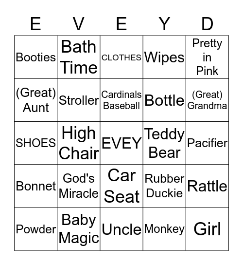 Welcome Evelynn Fae Doerhoff Bingo Card