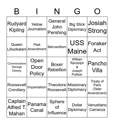 American Expansion Bingo Card