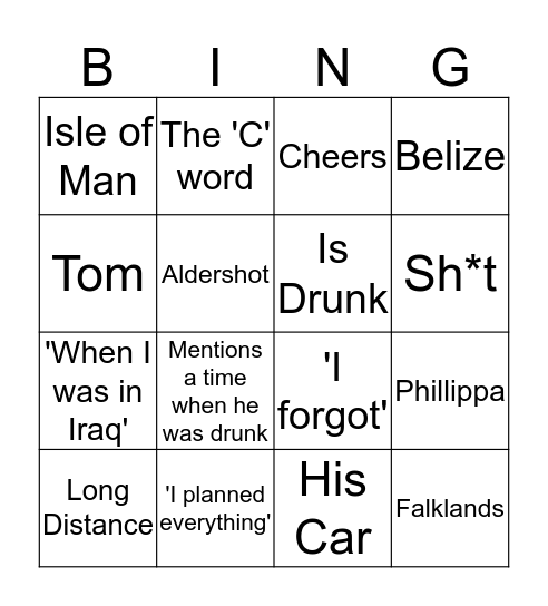 Jack Speech Bingo Card