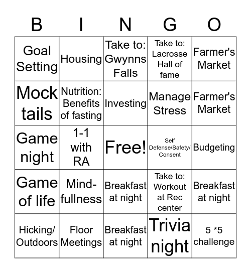 Floor BINGO Card