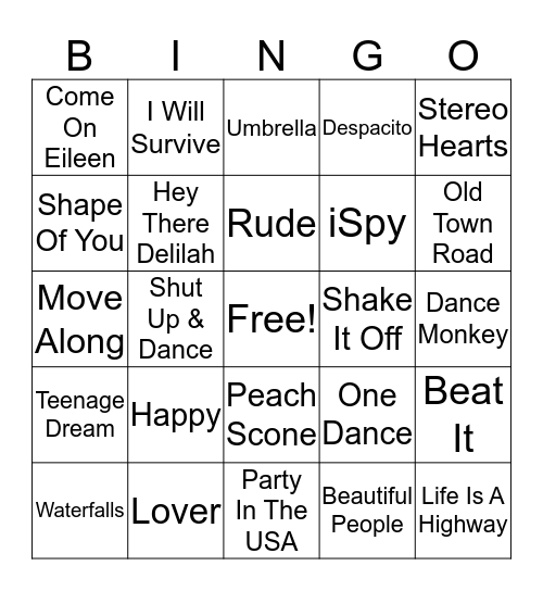 Music Bingo Card