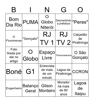 Seu Gonza na mídia Bingo Card