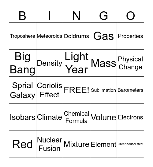 Final Bingo Card