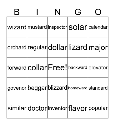 Wilson 8.5 Bingo Card