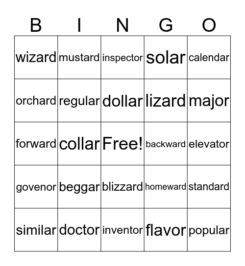 Wilson 8.5 Bingo Card