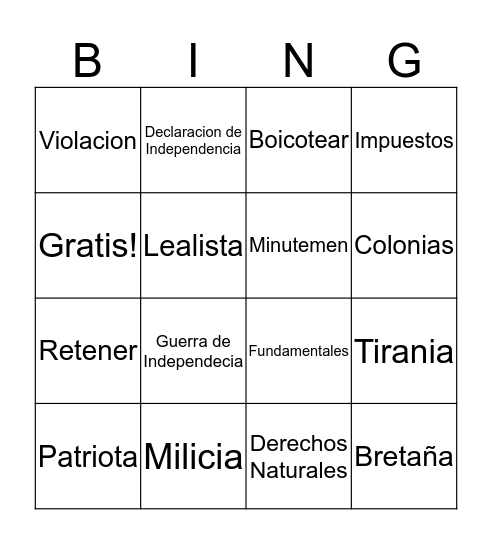 Derechos y Responsabilidad  Bingo Card