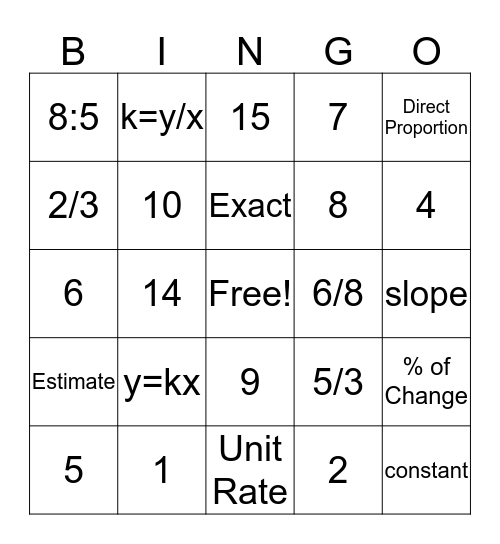 Math Bingo Card