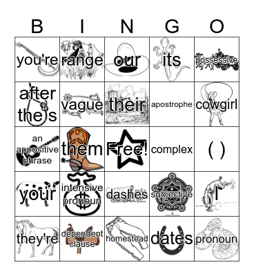Wild West Bingo Card