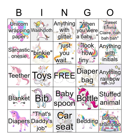 BABY SHOWER BINGO Card