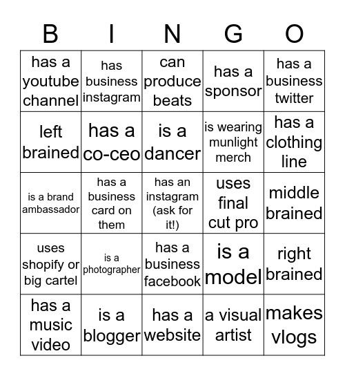 Creative Bingo Card
