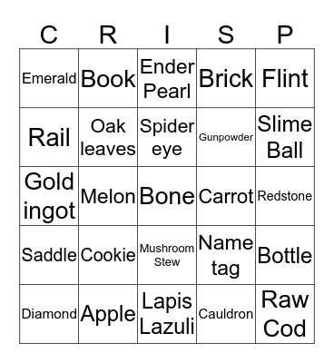 Minecraft bingo hunt  Bingo Card