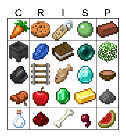 Minecraft Bingo Hunt Bingo Card