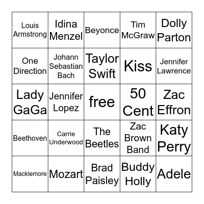 Music Bingo Card