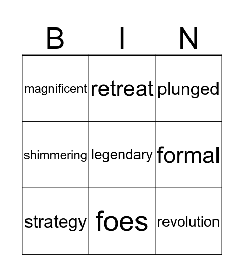 Vocabulary Bingo Card