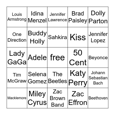 Music Bingo Card
